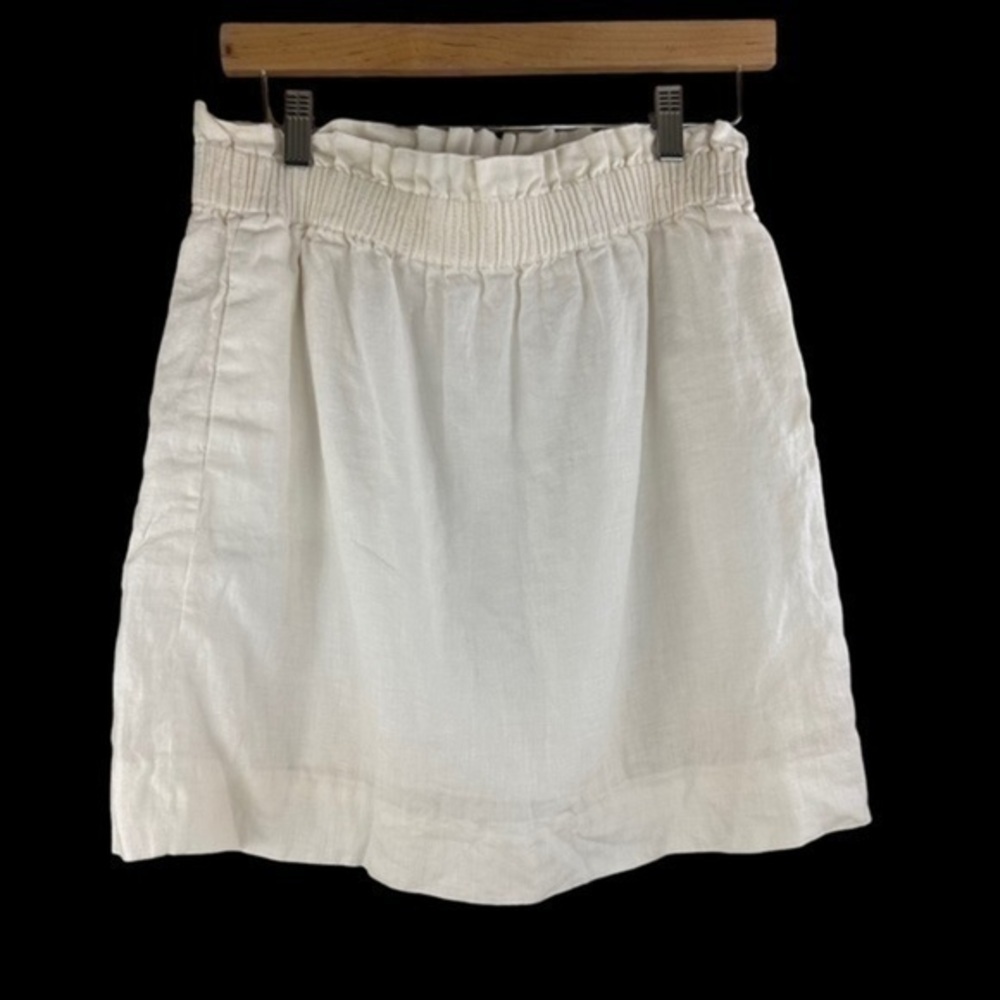 J Crew Ivory Linen Paperbag Waist Mini Skirt Size 00